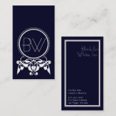 Monogramm Geblüht [blau] Visitenkarten Visitenkarte (Vorne/Hinten)