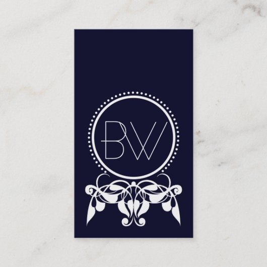 Monogramm Geblüht [blau] Visitenkarten Visitenkarte (Vorderseite)