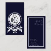 Monogramm Geblüht [CL Blau] Visitenkarten Visitenkarte (Vorne/Hinten)