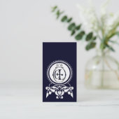 Monogramm Geblüht [CL Blau] Visitenkarten Visitenkarte (Stehend Vorderseite)