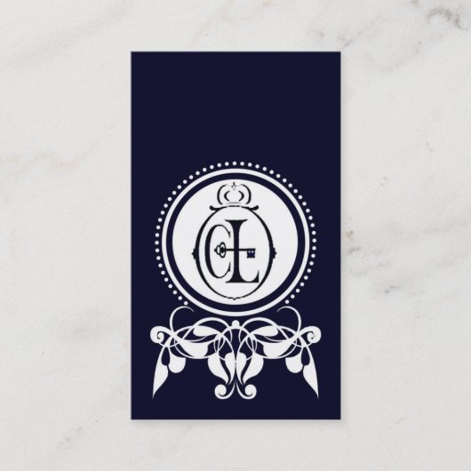 Monogramm Geblüht [CL Blau] Visitenkarten Visitenkarte (Vorderseite)