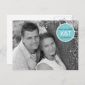 Monogramm geblüht - Foto Save the Date Postkarte (Vorne/Hinten)