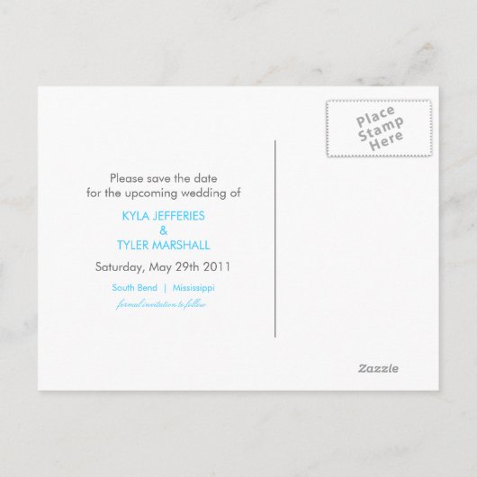 Monogramm geblüht - Foto Save the Date Postkarte (Rückseite)