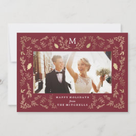 Monogramm geblüht | Fotokarte für den Urlaub Feiertagskarte