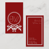 Monogramm Geblüht [rot] Visitenkarten Visitenkarte (Vorne/Hinten)