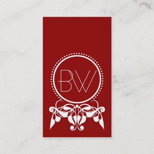 Monogramm Geblüht [rot] Visitenkarten Visitenkarte (Vorderseite)