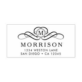 Monogramm-Geblüht Rücksendeadresse Permastempel