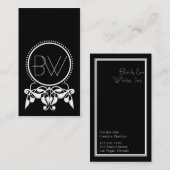 Monogramm-Geblüht [schwarz] Visitenkarten Visitenkarte (Vorne/Hinten)