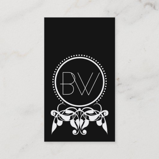 Monogramm-Geblüht [schwarz] Visitenkarten Visitenkarte (Vorderseite)