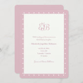 Monogramm-Geburts-Mitteilungs-Rosa Einladung (Vorne/Hinten)