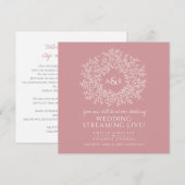 Monogramm gedämpfte rosa Blätter Hochzeitstream Ankündigung (Vorne/Hinten)