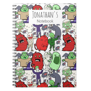 Monogramm-Geister-Cartoon-buntes lustiges Muster K Notizblock