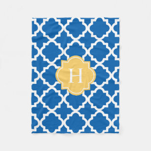 Monogramm Gelb/Navy   Fleece Blanket