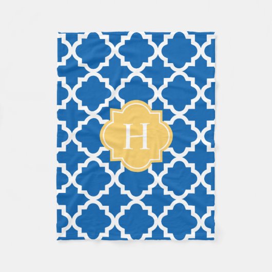 Monogramm Gelb/Navy | Fleece Blanket (Vorderseite)