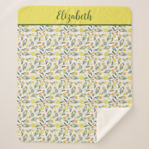 Monogramm Gelb Orange Grün Floral Boho Trend Sherpadecke