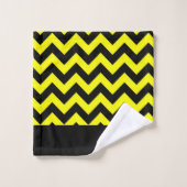 Monogramm gelb-schwarzes Chevron-Muster Badhandtuch Set (Waschlappen)