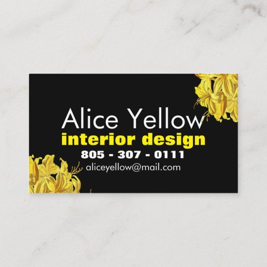 Monogramm Gelb und Schwarz Azalea Visitenkarte (Rückseite)