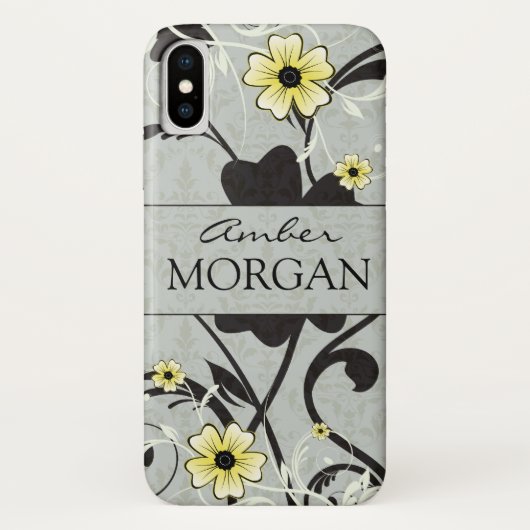 Monogramm Gelb und Schwarz Case-Mate iPhone Hülle (Rückseite)