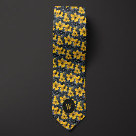 Monogramm Gelb und Schwarz Krawatte