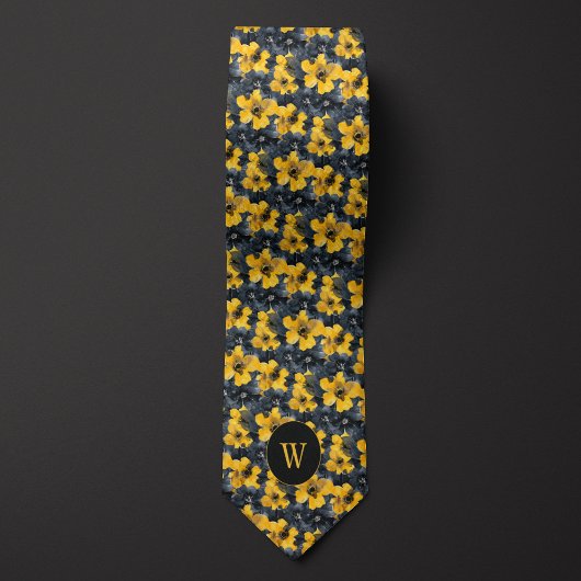 Monogramm Gelb und Schwarz Krawatte