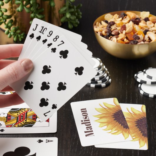 Monogramm Gelb-Weiß-Boho-Chic Spielkarten (In Situ)