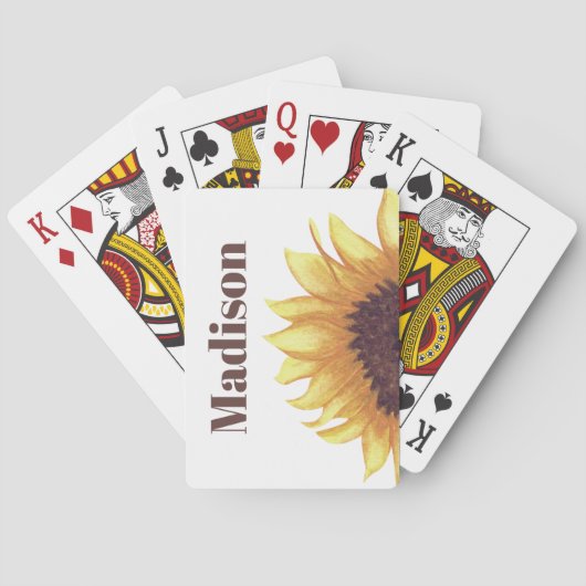 Monogramm Gelb-Weiß-Boho-Chic Spielkarten (Rückseite)