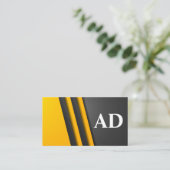 Monogramm | Gelbe graue Schichten Visitenkarte (Stehend Vorderseite)