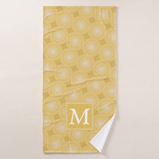 Monogramm-gelbe Kreismuster Badehandtuch (Badehandtuch)