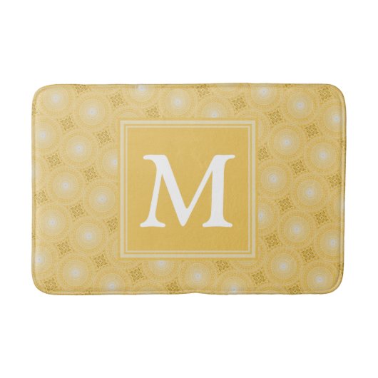 Monogramm-gelbe Kreismuster Badematte (Vorderseite)
