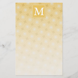 Monogramm-gelbe Kreismuster Briefpapier
