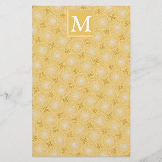 Monogramm-gelbe Kreismuster Briefpapier (Vorderseite)
