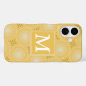Monogramm-gelbe Kreismuster Case-Mate iPhone Hülle (Rückseite (Horizontal))