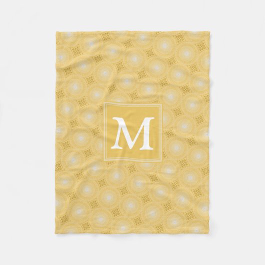 Monogramm-gelbe Kreismuster Fleecedecke (Vorderseite)