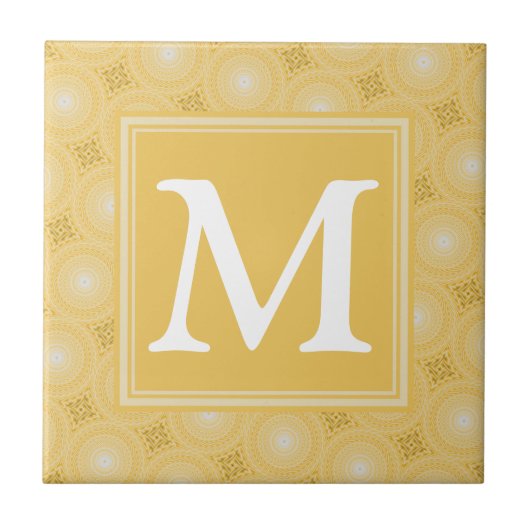 Monogramm-gelbe Kreismuster Fliese (Vorderseite)