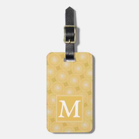Monogramm-gelbe Kreismuster Gepäckanhänger (Vorderseite vertikal)