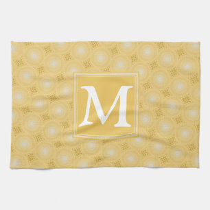 Monogramm-gelbe Kreismuster Geschirrtuch