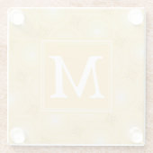 Monogramm-gelbe Kreismuster Glasuntersetzer (Rückseite)