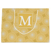 Monogramm-gelbe Kreismuster Große Geschenktüte (Vorderseite)