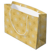 Monogramm-gelbe Kreismuster Große Geschenktüte (Rückseite Schrägansicht)