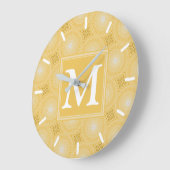 Monogramm-gelbe Kreismuster Große Wanduhr (Winkel)
