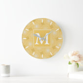 Monogramm-gelbe Kreismuster Große Wanduhr (Zuhause)