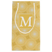 Monogramm-gelbe Kreismuster Kleine Geschenktüte (Vorderseite)
