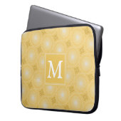 Monogramm-gelbe Kreismuster Laptopschutzhülle (Vorderseite Links)