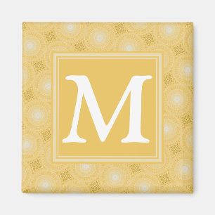 Monogramm-gelbe Kreismuster Magnet