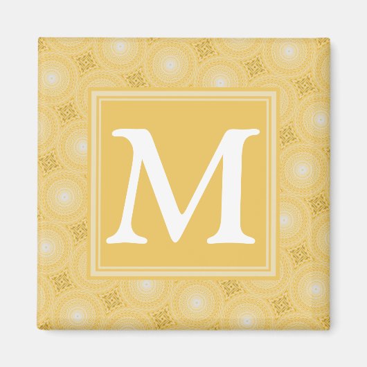 Monogramm-gelbe Kreismuster Magnet (Vorne)