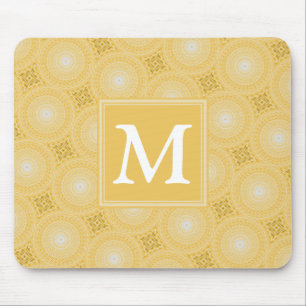 Monogramm-gelbe Kreismuster Mousepad