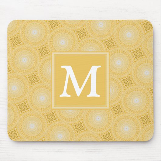 Monogramm-gelbe Kreismuster Mousepad (Vorne)