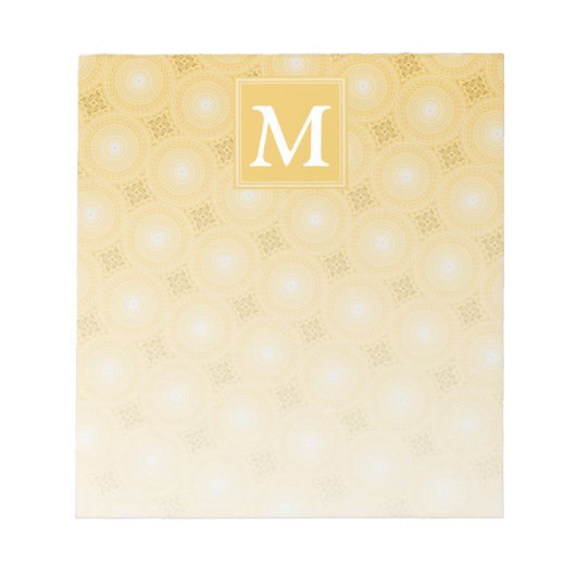 Monogramm-gelbe Kreismuster Notizblock (Vorderseite)