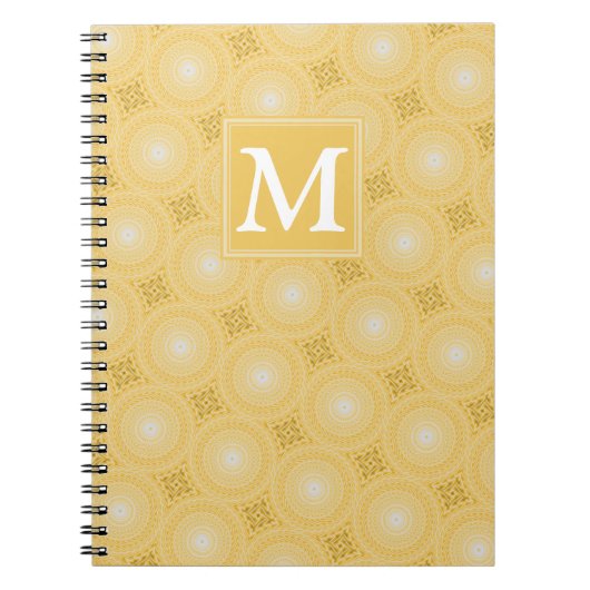Monogramm-gelbe Kreismuster Notizblock (Vorderseite)
