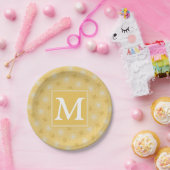 Monogramm-gelbe Kreismuster Pappteller (Party)